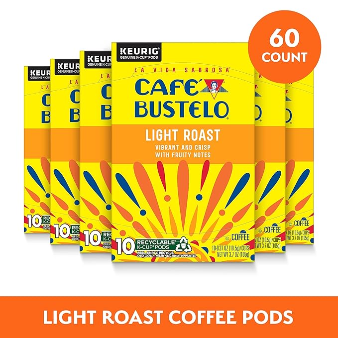 Caf챕 Bustelo Light Roast Coffee, 10 Ct. K-Cup pods (Pack of 6)