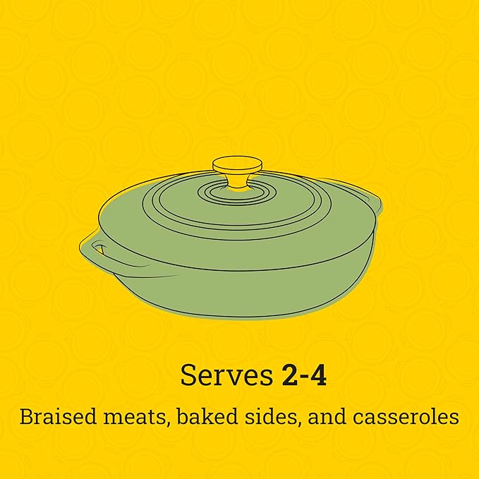 Lodge 3.6 Quart Enameled Cast Iron Covered Casserole with Lid ??Dual Handles ??Oven Safe up to 500째 F or on Stovetop - Use to Marinate, Cook, Bake, Refrigerate and Serve ??Desert Sage
