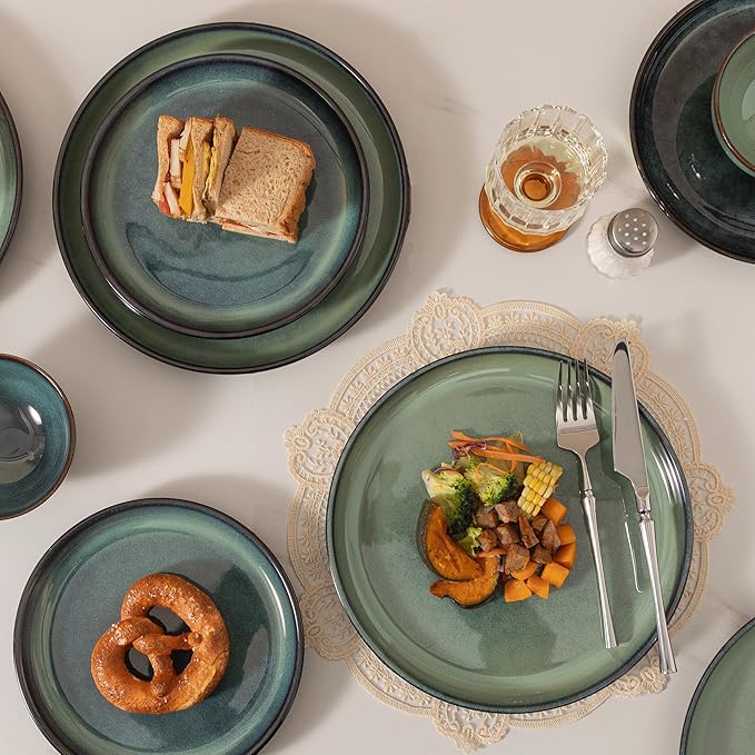 Dinnerware sets plates and bowls sets modern plates,Ceramic Dinnerware Sets,12 Pieces Porcelain Lightweight Plates,Scratch Resistant Dish Set (style - 7, 4 - Set (12pcs))