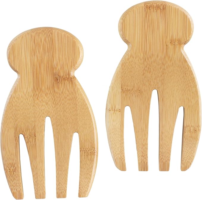 Totally Bamboo Salad Hands ??Bamboo Salad Serving Utensils for Serving & Tossing