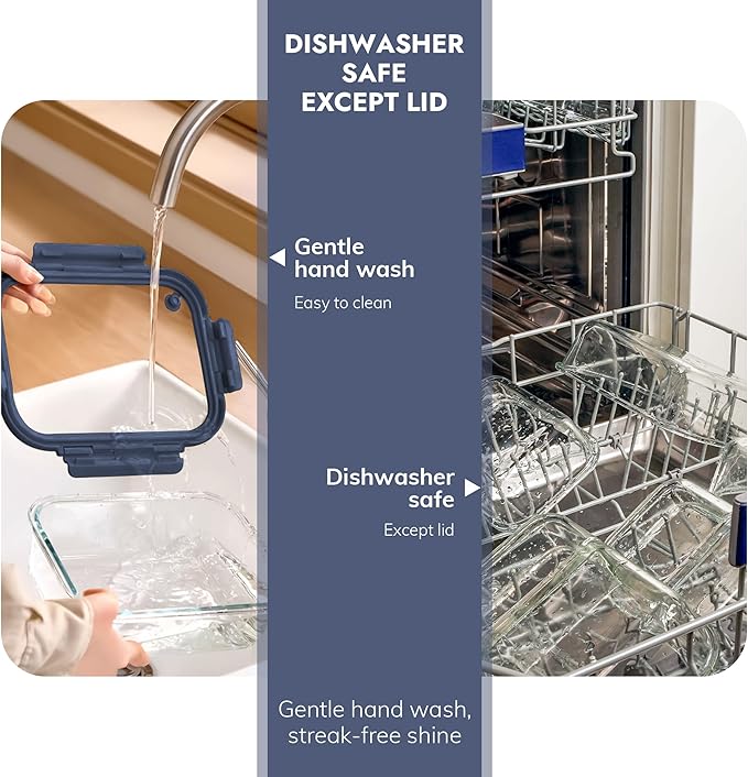 10-Pack Glass Food Storage Containers with Tempered Lids ??Borosilicate, Airtight, Oven-Safe (-4째F~950째F), BPA-Free, 4.4 & 1.6 Cup, Leak-Proof, Dishwasher Safe (Blue)