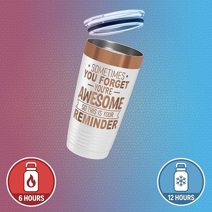 Spotted Dog Company Inspirational Tumbler, Inspirational Gifts for Men Dad Father Wife Sister Women, Birthday For Him Her, You?셱e Awesome Tumbler, Teacher Coworker Gifts 20oz White Copper