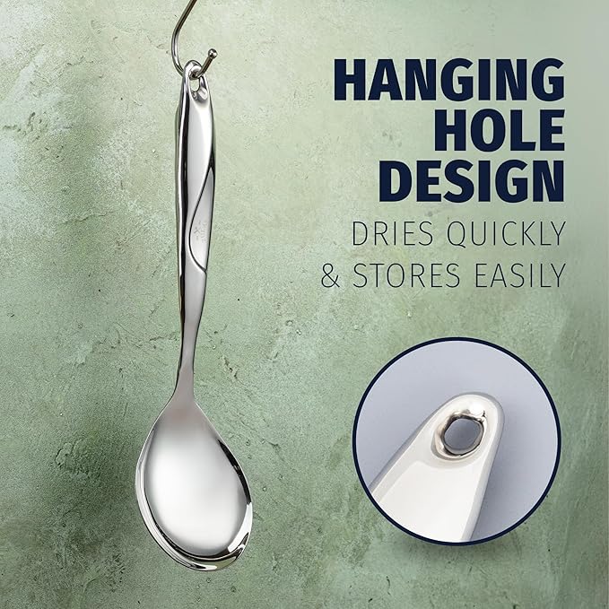 Zulay Kitchen Stainless Steel Serving Spoon - 11.5??Large Cooking & Serving Spoon with Ergonomic Handle - Durable, Rust-Resistant & Dishwasher Safe Kitchen Utensil for Cooking and Buffets
