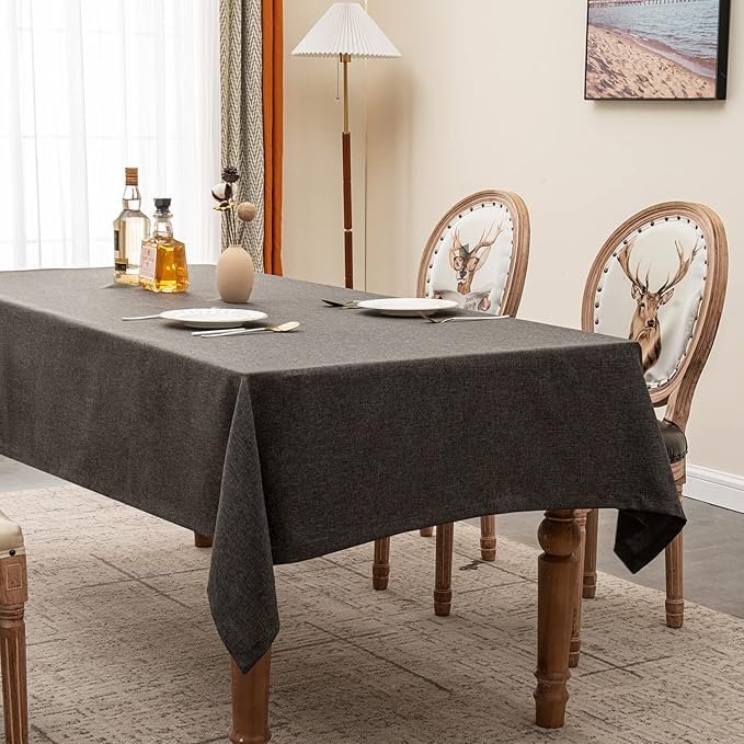 BALCONY & FALCON Table Cloth for 6ft Rectangle Tables ??Waterproof, Wrinkle-Free Farmhouse Tablecloth for Dining, Kitchen, Wedding, Baby Shower, Holiday Gatherings (Dark Gray, 55" x 95")