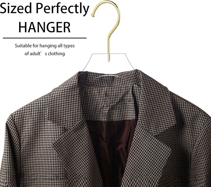 Besser 30 Pack Acrylic Hangers with Gold,Acrylic Clear Hanger,Premium Crystal Dress Swivel Gold Hook Luxurious Shiny Clothes Hangers(Clear-Style A)