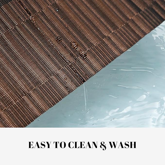 SUMYMERY Placemats Set of 12 Vinyl/Plastic Woven Place Mats for Kitchen Table Indoor/Outdoor Washable Placemat Wipeable Dining Table Mats (Ombre Brown Black,12)