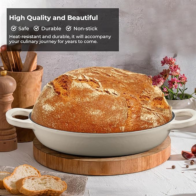 Enameled Cast Iron Bread Oven for Sourdough, Dutch Oven for Bread Baking with Lid, Dutch Oven Bread Pan, 6 Qt, Green