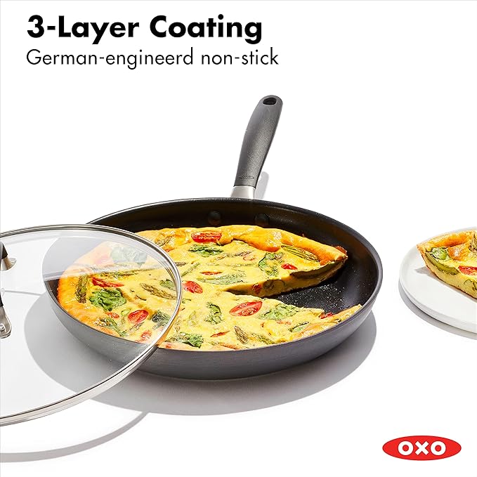 OXO Good Grips Hard Anodized PFOA-Free Nonstick 12" Frying Pan Skillet with Lid Black