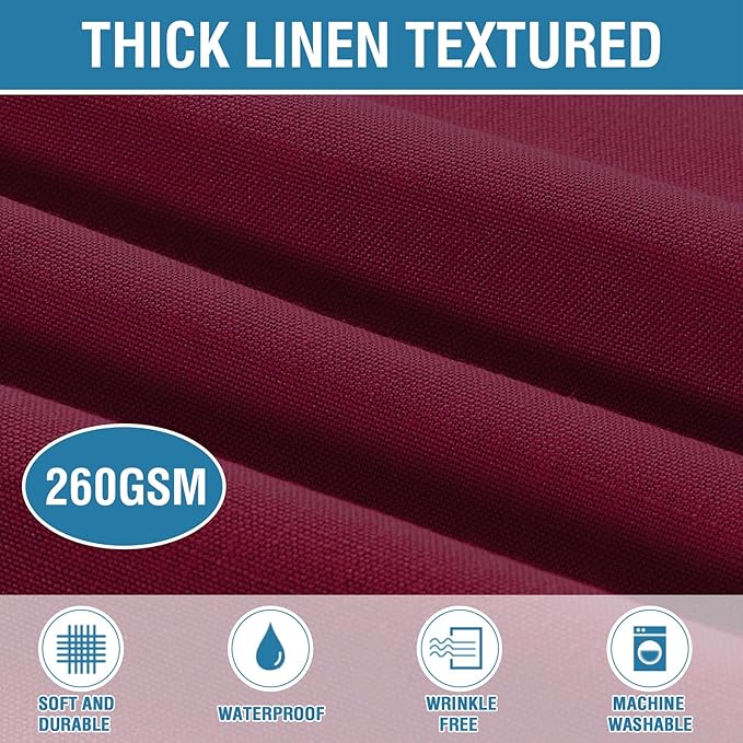 H.VERSAILTEX Linen Textured Table Cloths 60 x 60 Inch Premium Solid Tablecloth Spill-Proof Waterproof Table Cover for Dining Buffet Feature Extra Soft and Thick Fabric Wrinkle Free, Christmas Red