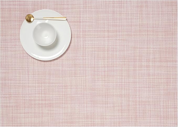 Chilewich Mini Basketweave Placemats in Blush - Set of 4 - Easy Care Woven Tabletop Textiles - Indoor/Outdoor - 19" x 14" Rectangle