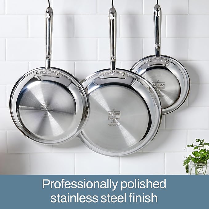 All-Clad D3 Stainless Steel Cookware Set - 10-Piece Pots and Pans Set, Induction, Oven Broiler Safe 600F - Includes Frying Pans, Saucepan, Saut챕-Pan, Stockpot, Professional Cookware - Stainless Steel