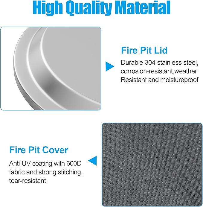 LS'BABQ Fire Pit Lid with Handle and Fire Pit Cover Replacement for Solo Stove Bonfire 19.7'',Stainless Steel Fire Pit Lid with Heat Resistant Handle,Waterproof Cover for Solo Stove Bonfire 2.0