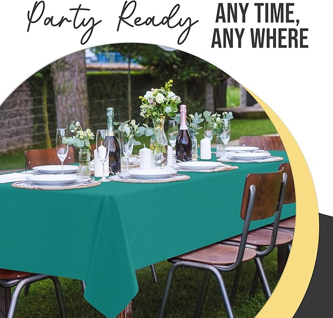 Exquisite 66% Thicker Premium Plastic Table Cloth Rectangle Table Cover 0.5 Mil 24 Pack Teal Table Cloth 54 Inch x 108 Inch Disposable Tablecloth Won't Tear Easily Like Cheap Thin Brands