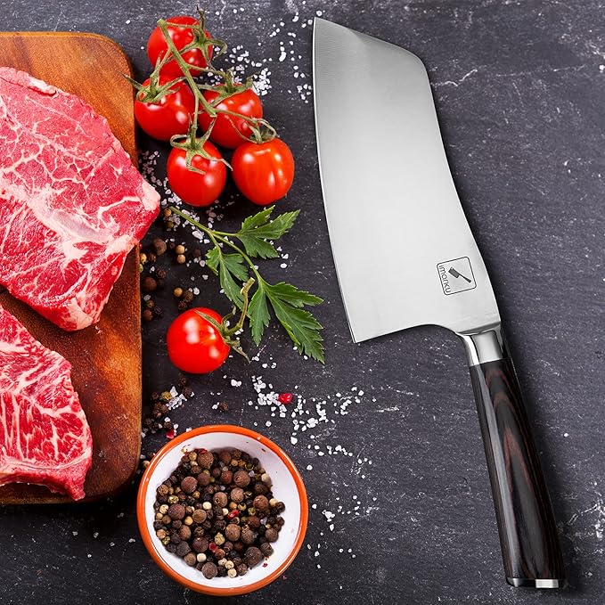 imarku Kitchen Knife, 7 Inch Ultra Sharp Butcher Knife - Japanese SUS440A Stainless Steel Meat Cleaver with Ergonomic Handle, Meat Knife for Home, Kitchen, Restaurant - Christmas Gifts