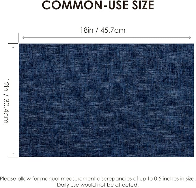 Aironment Placemats Set of 4, Bilayer Thickened Linen Place Mats Heat Resistant Machine Washable Wrinkle Free Carefully Selected Polyester Mats for Kitchen/Dining/Coffee Table (Navy Blue)