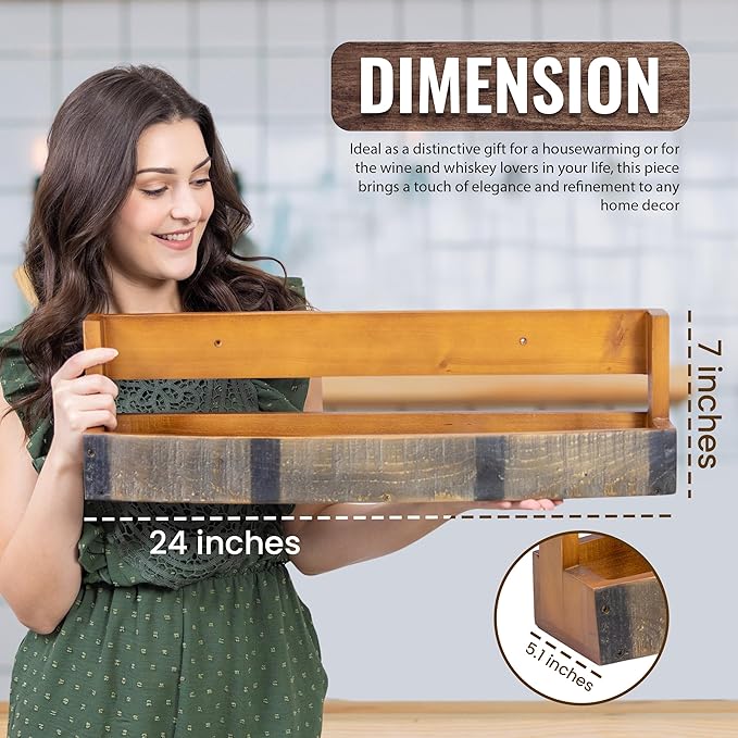 RELODECOR Liquor Bottle Display Shelf ??Bar Shelf for Whiskey, Wine & Bourbon ??Rustic Wall-Mounted Wooden Shelves, Countertop Rack, Stylish & Space-Saving Small Liquor Cabinet for Enthusiasts