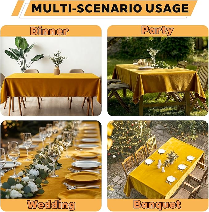 TWINPRET Rectangle Tablecloth 60 x 126 Inch, Glod Waterproof Washable Polyester Table Cloth - Stain & Oil Resistant Rectangular Table Cover for Banquet & Party (Fits 8 Foot Tables) [2 Pack]