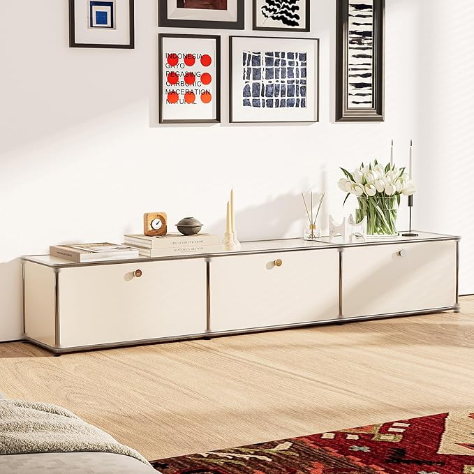 Modern Storage Cabinet Pantry Cabinet Versatile Free-Standing Organizer for Kitchen, Home, Office, Garage (White E)