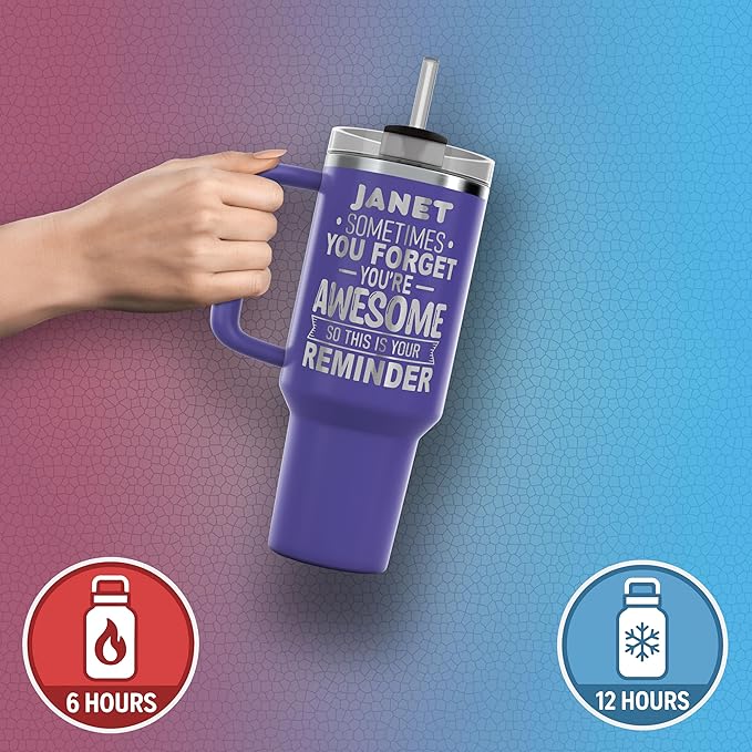 Personalized Inspirational Tumbler, Inspirational Gifts for Men Dad Father Wife Sister Women, Custom Birthday For Him Her, Customized You?셱e Awesome Tumbler, Teacher Coworker Gifts 40oz Purple