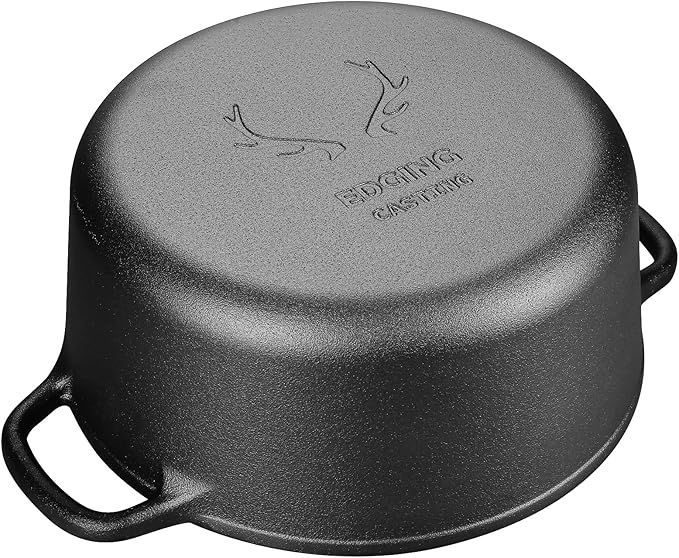 Pre-Seasoned Cast Iron Dutch Oven Pot with Lid Dual Handle, Sourdough Bread Baking Pots竊?Round 7 Quart, Black