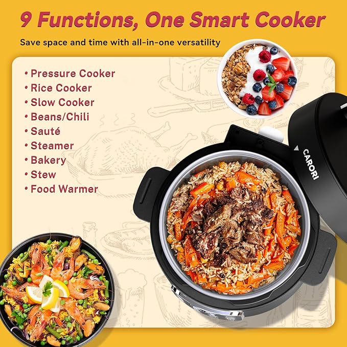 Electric Pressure Cooker 6 Qt, 9 Functions Programmable Instant Pot with IMD Touchscreen, Rice Cook, Slow Cook, Steam, Saut챕, Warm, 16+ Safety Features, 1000W Black