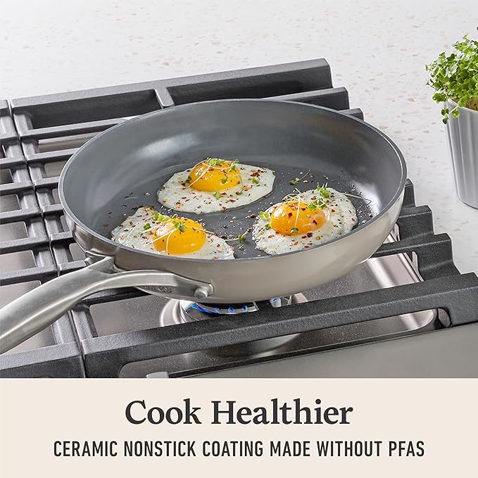 Calphalon짰 Premier Ceramic Nonstick 8" and 10" Frying Pan Set, Mushroom Grey