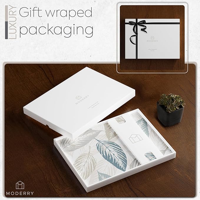 Moderry Set of 4 Heat Resistant Cork Placemats for Dining Table with Free Set of 4 Matching Drink Coasters Marble Design 16 x 12 Inches Cork Backed Hard Placemats (Farmhouse Rustic Leaves)
