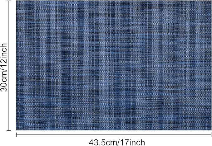 Myir JUN Placemats Set of 4, Vinyl Woven Placemats Place Mats Indoor Set of 4 Washable Table Mats Non-Slip Place mats for Dining Table (Dark Blue, Set of 4)