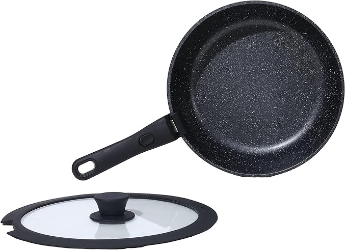 Frying Pan Set with Lid Nonstick Kitchen Cooking Pans 10??Skillets Pots and Pans Set with Detachable Handle Spatula Ladle Tong Induction Cookware Black 3.3QT and 10" Frying Pan Skillet