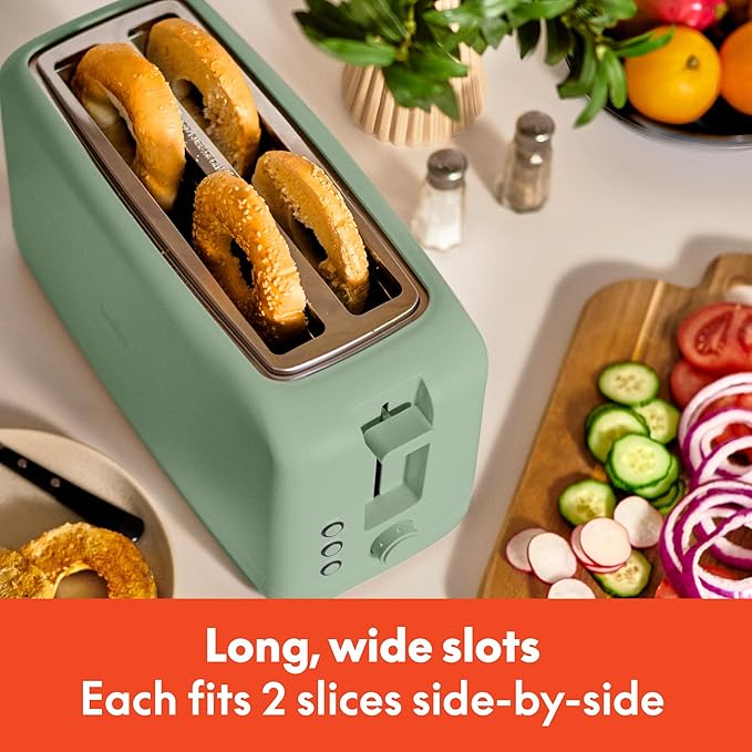 bella 4 Slice Slim Toaster, Fits-anywhere??Kitchenware, 6 Setting Shade Control with Reheat & Cancel Buttons, Fits Sourdough, 10??Long Slot, Anti Jam & Auto Shutoff, 900 Watt, Seaglass
