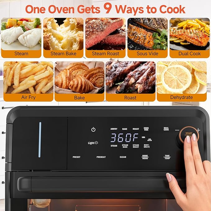 OUNIN Air Fryer Toaster Oven Combo ??11-in-1 Countertop Convection Steam Oven with Air Fryer, Steam, Dual Cook, Bake, Roast, Dehydrate, 90??30°F, Self-Cleaning, 16qt Capacity