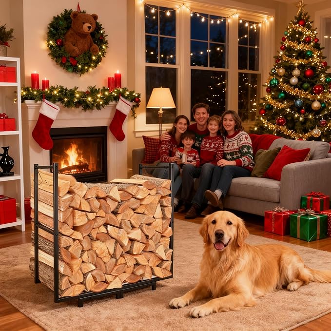 Firewood Rack Outdoor, 30"L x 31"H inch Indoor Fire Wood Pile Storage Stacker, Rustproof Waterproof Log Rack for Fireplace Wood Organizer