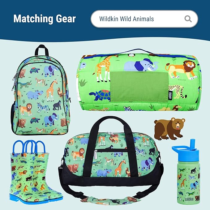 Wildkin Kids Insulated Lunch Box ??Durable and Reusable for School & Travel - Wild Animals