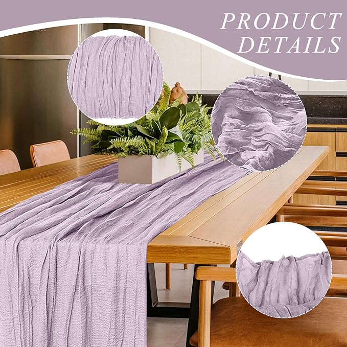 2 Pack Cheesecloth Table Runner 10Ft Christmas Gauze Boho Table Runners for Wedding Decor Bridal Shower Decorations Baby Shower Party(35" x 120")