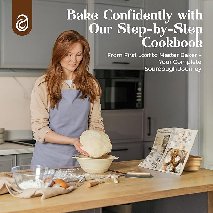 Sourdough Starter Kit with Dutch Oven and Scale - Complete Sourdough Kit with Proofing Baskets, 34oz Jar, Slings, and Other Premium Bread Making Tools - Perfect Baking Gifts for Women, Men, and Bakers