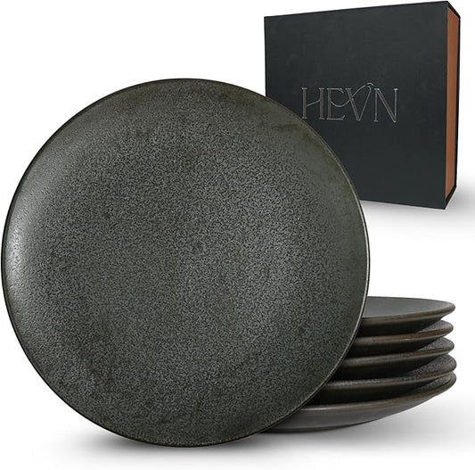 HEVN 6 Piece 10.2??Stoneware Dinnerware Set ??Modern Dinner Plates Set of 6, Dishwasher & Microwave Safe Dish Set, Durable Dinnerware Sets for Everyday Use