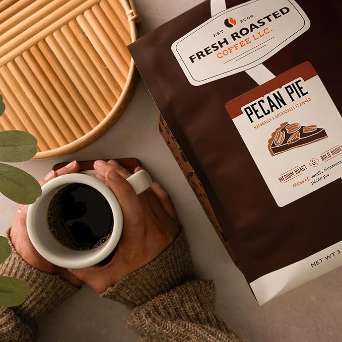 Fresh Roasted Coffee, Pecan Pie Flavored Coffee,5 lb, Medium Roast, Kosher, Ground