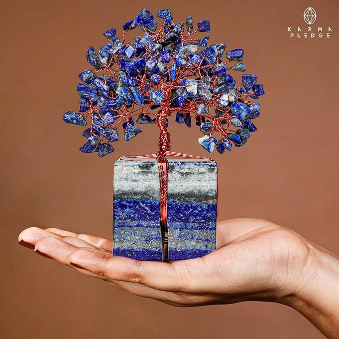 Crystal Tree for Birthday Gifts for Women, Handmade Raw Crystal Base Lapis Lazuli Chakra Healing Crystal Tree of Life for Positive Energy, Money, Good Luck, Christmas D챕cor, Home and Office Decor