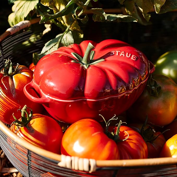 STAUB Ceramics Dutch Oven 16-oz Petite Tomato Cocotte, Cherry