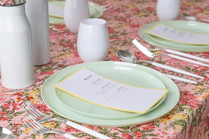 [30 Pack 10.7''] Mint Green Plastic Party Plates Edge Collection Premium heavyweight Elegant Disposable Tableware Dishes