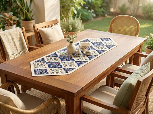 Jacquard Woven Floral Table Runner 18x55 inches ??Rustic Gobelin Tapestry Dining Table Decor, Durable Cotton & Polyester Blend Fabric, Vintage Farmhouse Style, Machine Washable Easy Care (Pattern 2)