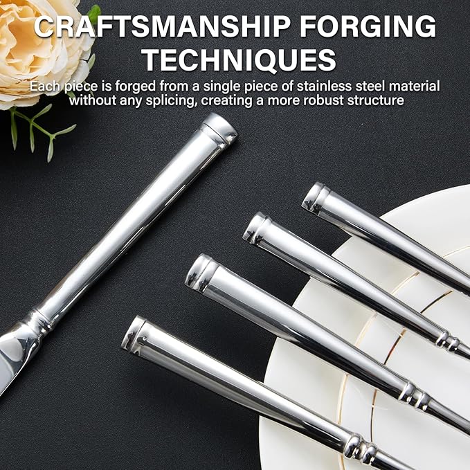 40-Piece Silverware Set for 8竊똕erenity Flatware Set 18/10 Stainless Steel竊똅ine Cutlery Set with Forks, Knives, Spoons竊똃urable and Elegant Design Tableware竊똃ishwasher Safe