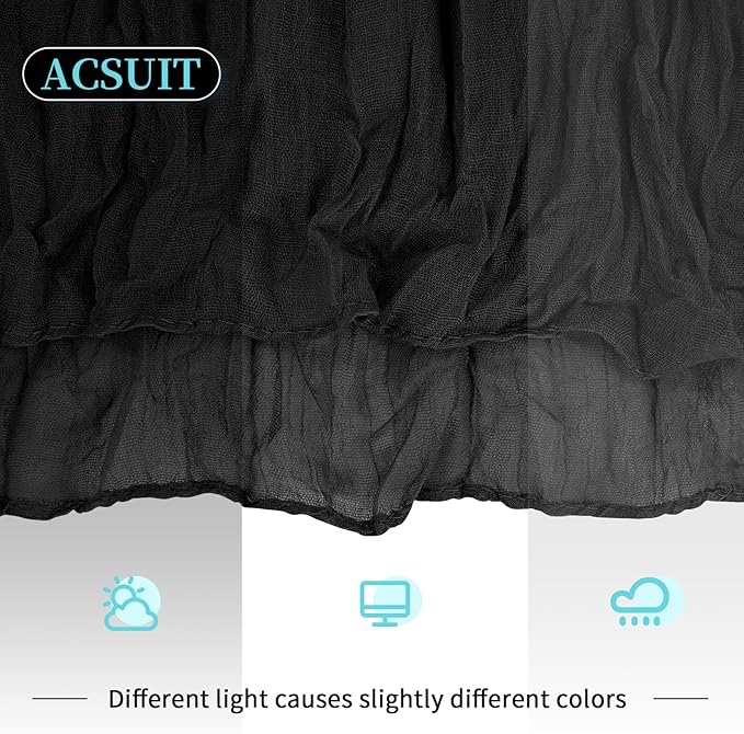 4 Pack Black Cheesecloth Table Runner 20 x 120 inch Gauze Table Runners 10 FT Long,Semi Sheer Boho Cheese Cloth Fabric Table Runner Bulk for Wedding,Party,Baby Shower,Bridal Shower Decoration