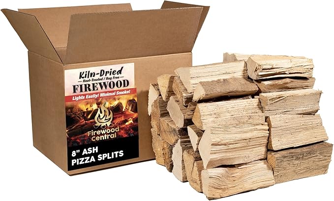 Firewood Central Kiln-Dried PA Ash ??8??Splits (Approx 39.5 lb) ??Mild Smoking Wood for Pizza Ovens, BBQ & Fire Pits ??Easy Light, Low Smoke, USA-Sourced