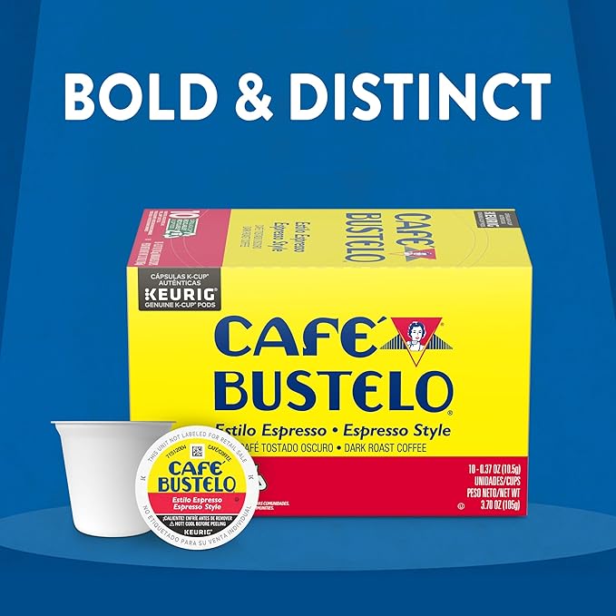 Caf챕 Bustelo Espresso Style Dark Roast Coffee, Keurig K-Cup pods, 10 Count Box (Pack of 6)