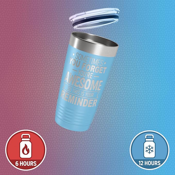 Spotted Dog Company Inspirational Tumbler, Inspirational Gifts for Men Dad Father Wife Sister Women, Birthday For Him Her, You?셱e Awesome Tumbler, Teacher Coworker Gifts 20oz Light Blue