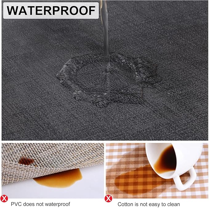 homing Faux Leather Heat Resistant Placemats 6 Packs, Waterproof Wipeable Dining PU Place Mats for Indoor & Outdoor, Easy to Clean, Charcoal