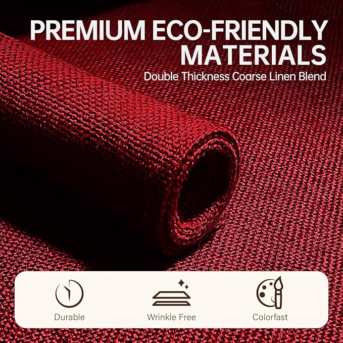 Blue Forest | Rectangular Faux Linen Placemats Set of 6 | Dual- Layered Thickened for Durability | Heat Resistant | Machine Washable | Wrinkle Free for Easy Care Indoor/Outdoor Use - Red