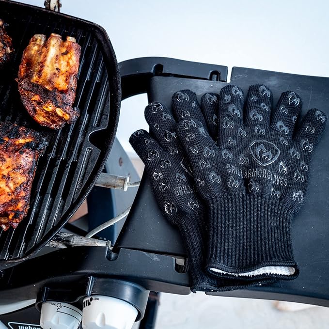 Grill Armor Oven Gloves ??932째F Heat, Fire & Cut Resistant Mitts for BBQ, Grill, Cooking, Grilling, Baking, Smoker & Fire Pit