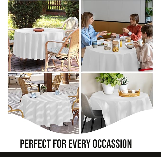 Party Solids 12-Pack White Round Plastic Tablecloth Disposable ??Size: 60 Inches ??Round Plastic Table Cloths for Parties, Picnics & Formal Events